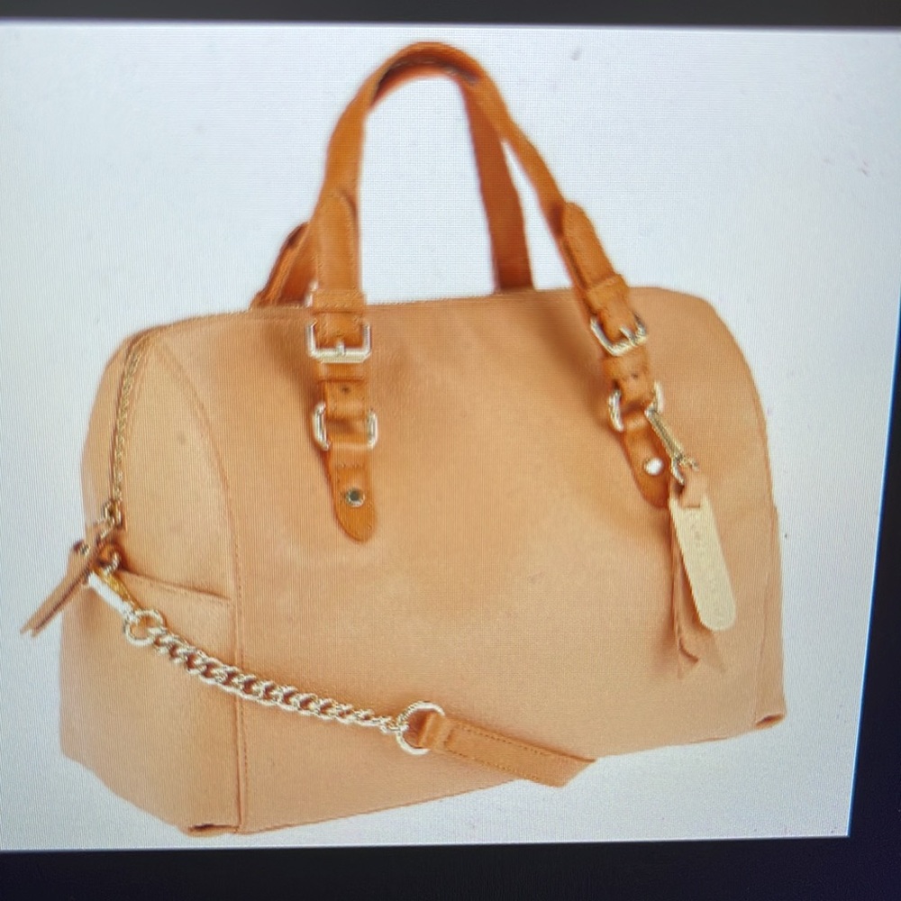 Emma & Sophia Chelsea Satchel pebble leather natural colored